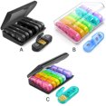 thumbnail image 4 of Qarigey Caja de pastillas semanal, caja de pastillas diarias de 7 días, organizador de almacenamiento de suplementos, contenedor de plástico Ayudas para vestirse con gancho de botón Tipo 2, 4 of 6
