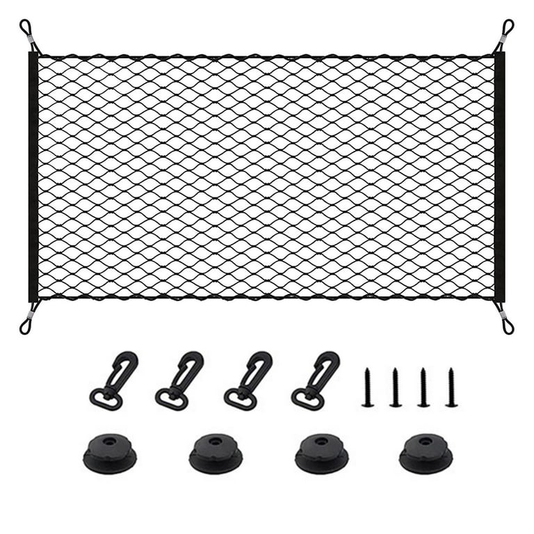 Universal Trunk Cargo Net, Rear Cargo Net Stretchable, Storage Mesh  Double-Layer with Hooks, Trunk Cargo Organizer Compatible for SUV, Jeep,  Truck