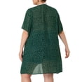 thumbnail image 3 of Unique Bargains Women's Plus Size Polka Dots Bell Sleeve Chiffon Summer Cardigans 2X Green, 3 of 6