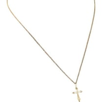 14K Gold Charm Cross & 18" Cable Chain