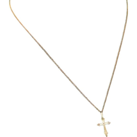 14K Gold Charm Cross & 18" Cable Chain