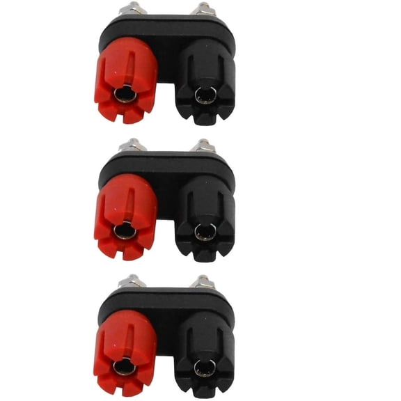Audio2000'S ACC3116P3 3-Pack Black & Red Plastic Shell Speaker Terminal Binding Posts Power Amplifier 2-Way Banana Dual Binding Posts and Jacks