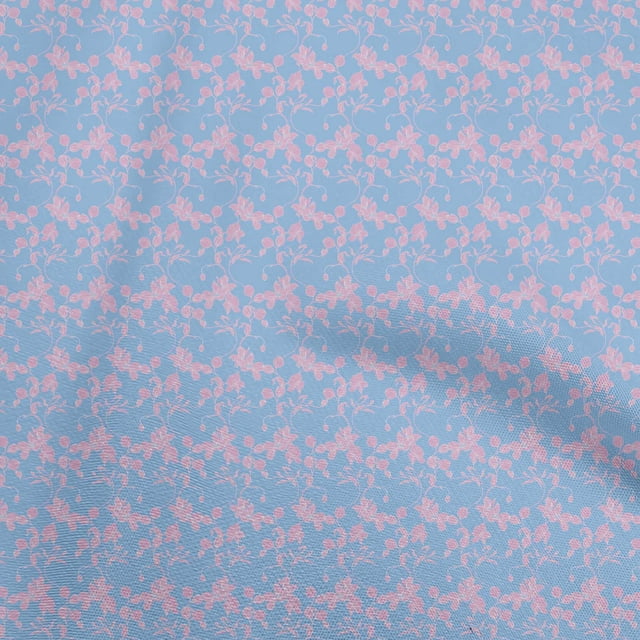 oneOone Velvet Light Blue Fabric Floral Craft Projects Decor Fabric Printed By The Yard 58 Inch Wide
