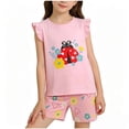 thumbnail image 2 of Amidoa Girls 2 Piece Outfits Summer Clothes Cute Graphic Tank Top and Casual Shorts Kids Clothing Sets Wine Size 8, 2 of 5