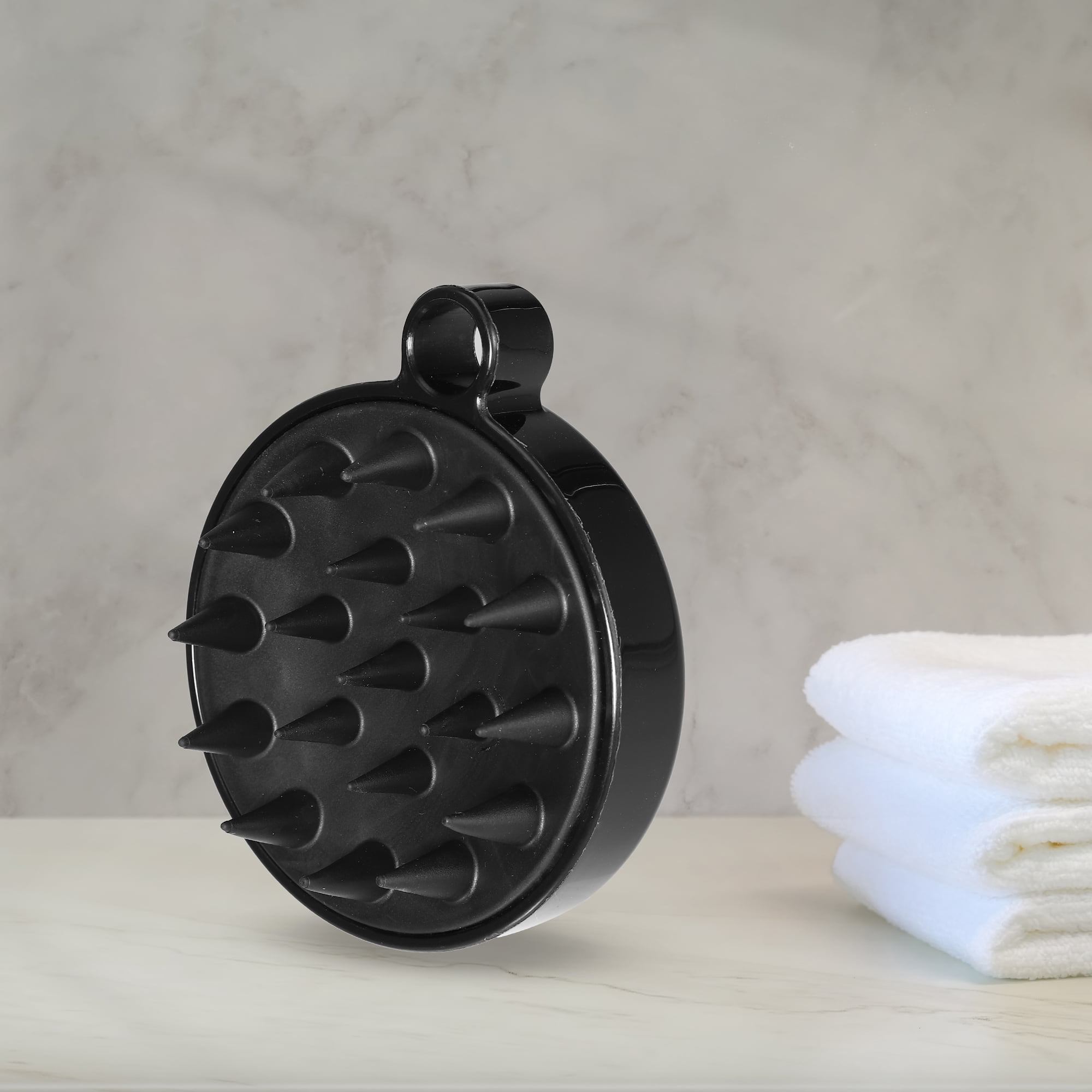 Unique Bargains Hair Care Hair Scalp Massager Shampoo Brush Black 3.74"x3.15"x1.77"
