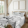 thumbnail image 3 of Ambesonne Octopus Fitted & Top Sheet Set with Shams, Hipster Animal Sketch, White Black, 3 of 8