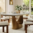 thumbnail image 2 of Extendable Dining Room Table for 6-12, Modern Dining Table 63" to 95" Expandable Dining Table, Faux Marble Rectangle Dining Table with Carbon Steel Base for Kitchen (Table Only), 2 of 6