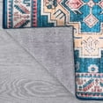 thumbnail image 2 of Hasoo 5' x 7' Area Rug Vintage Persian Rug Machine Washable Rug Soft Indoor Boho Distressed Floor Carpet Low Pile Non-Slip Mat Foldable Thin Rug, Sea Blue, 2 of 5