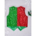 thumbnail image 3 of DPOIS Kids Boys Christmas Elf Costume Waistcoat Color Block Sequined Vest Tops Red&Green 10, 3 of 7