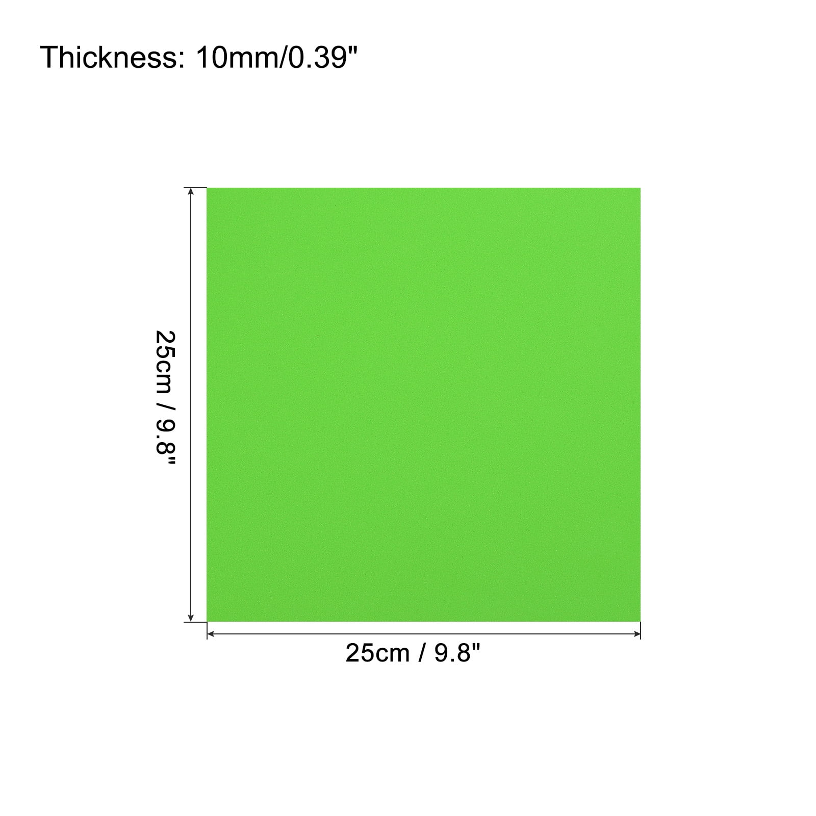 EVA Foam Sheets Green 9.8 Inch x 9.8 Inch 10mm Thick Crafts Foam Sheets 6Pcs