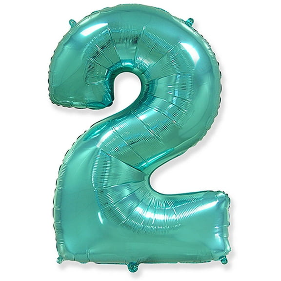 42 inch Number 2 - Teal Foil Mylar Balloon - Party Supplies Decorations