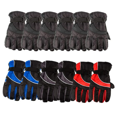 Yacht & Smith 12 Pack Mens Value Pack Winter Warm Waterproof Ski Gloves, One Size Fits All (Best Heated Ski Gloves)