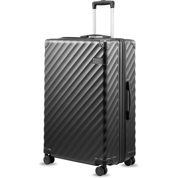 LUGGEX 28 Inch Luggage with Spinner Wheels, KVC Expandable Hardside Large Checked Suitcase (EX-, Charcoal Metallic, 28 Inch, 105L-113L)