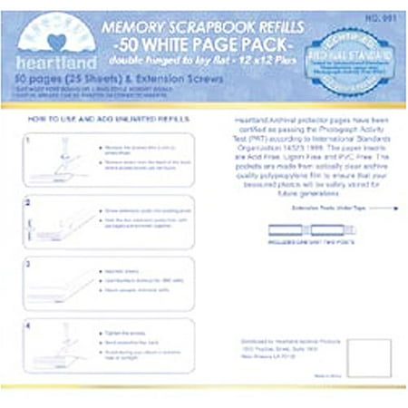 Heartland Heartland Postbound Extended Page Protectors 12"X12" 25/Pkg-W/White Inserts