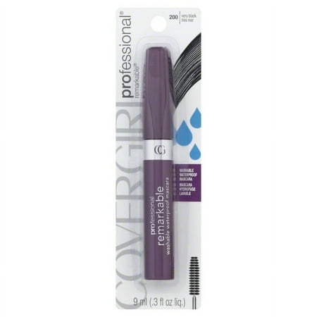 COVERGIRL Professional Remarkable Washable Waterproof Mascara Very Black 200, 0.3 oz
