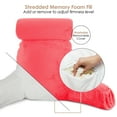 thumbnail image 4 of Nestl Reading Pillow, Extra Large Comfortable Bed Rest Pillow with Arms – Premium Shredded Memory Foam TV Pillow, Detachable Neck Roll & Lumbar Support Pillow - Coral Pink, 4 of 8
