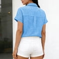 thumbnail image 6 of MYAOYI Womens Tops Gingham Checkered Short Sleeve Shirts, Button Down with Pockets, 6 of 7