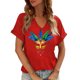 thumbnail image 1 of Xuyuer Mardi Gras V-Neck T-Shirt for Women Hearts Beads Carnival Tuesday Parade Loose Top short Sleeve Casual Tee Tshirts S-2XL Pattern T-Shirt - Casual Short-Sleeved Retro, 1 of 6