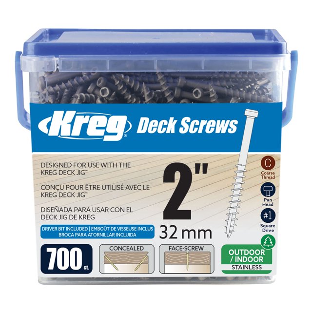 Tornillos de cubierta KREG SDK-C2SS-700 de acero inoxidable, 2 cm, 700 unidades
