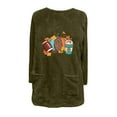 thumbnail image 4 of Ruimatai Womens Long Sleeves Ribbed Knit Tunic Shirts Crew Neck Tops Fit Blouses Women's Thanksgiving Day Round- Neck And Winter Loose Print Pocket Warm Long Sleeve Blouse Tops, 4 of 4
