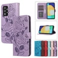 thumbnail image 2 of Case for Samsung A53 5G Wallet Case for Women Card Holder Butterfly Embossed Clover Rose Flower Flip PU Leather Magnetic Phone Cover Kickstand Lanyard for Samsung Galaxy A53 5G, Purple, 2 of 8