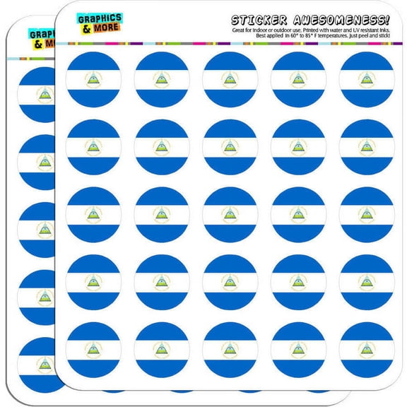 Nicaragua National Country Flag 50 1" Planner Calendar Scrapbooking Crafting Stickers
