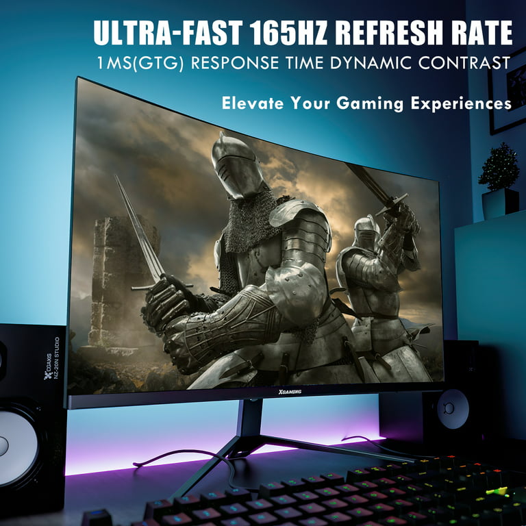 Memzuoix 27inch 165Hz Curved Gaming Monitor, 1440p 144Hz Gaming Monitor,  QHD 2K(2560x1440) PC Monitor, LCD Computer Monitor for Laptop with 2  Speaker&Backlight, 1ms FreeSync, Metal Base, DP&HDMI 