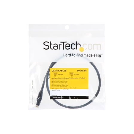 StarTech 2ft CAT6 Ethernet Cable - Black CAT 6 Gigabit Ethernet Wire -250Mhz 100W PoE RJ45 UTP Network Patch Cord Snagless with Strain Relief (N6PATCH2BK)