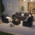 thumbnail image 5 of Aoxun Patio Furniture Set, 6 Pcs Outdoor Patio Furniture Sets with 4in Thicken Cushion, Widen Armrests Wicker Outdoor Sectional for Backyard (Waterproof Cover Include), 5 of 6
