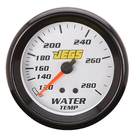 JEGS Water Temperature Gauge, 2 5/8 in. Mechanical [120-280 degrees F with Silver Face]