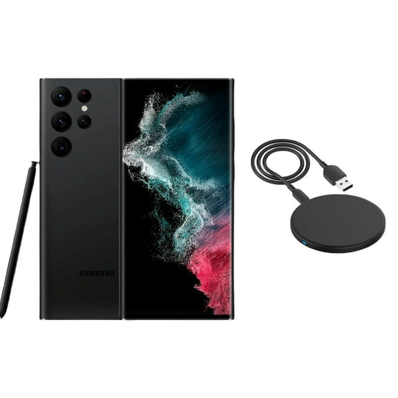 Restored Samsung Galaxy S22 Ultra 5G S908U (AT&T Only) 128GB Phantom Black w/ Wireless Charger (Refurbished)