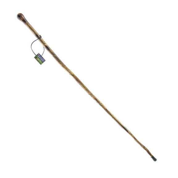 SE Natural Wood Weatherproof Walking Stick with Hand-Carved Spiral Design, Brown