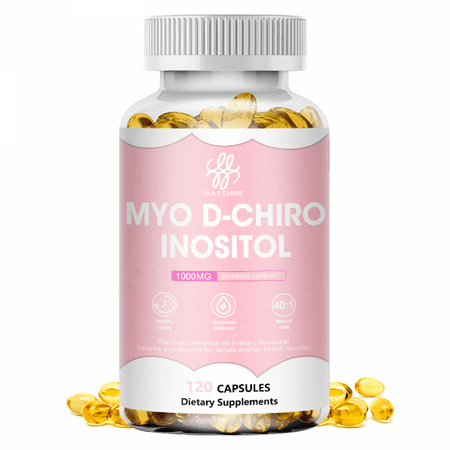 Myo-Inositol & D-Chiro Inositol - Hormone Balance & Healthy Support for Women - 100% All Natural Support Supplement - Gluten-Free, Non-GMO - 120 Capsules