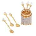 thumbnail image 3 of Juego de 6 cucharas de café doradas Nikou con soporte de aleación de Zinc, 3 of 15