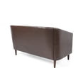 thumbnail image 4 of Dark Brown Loveseat Sofa, PU Leather Tub Chair with Button-Tufted Stitch, Contemporary Two-Seater Couch with Birch Wood Legs for Living Room, 4 of 9