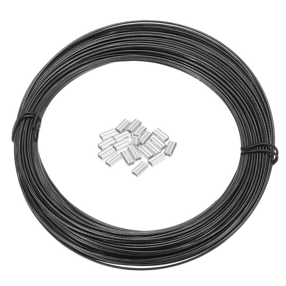 Uxcell 100 Ft Wire Rope 304 Stainless Steel Cable 5/128inch(1 Mm) Vinyl Coated, Black