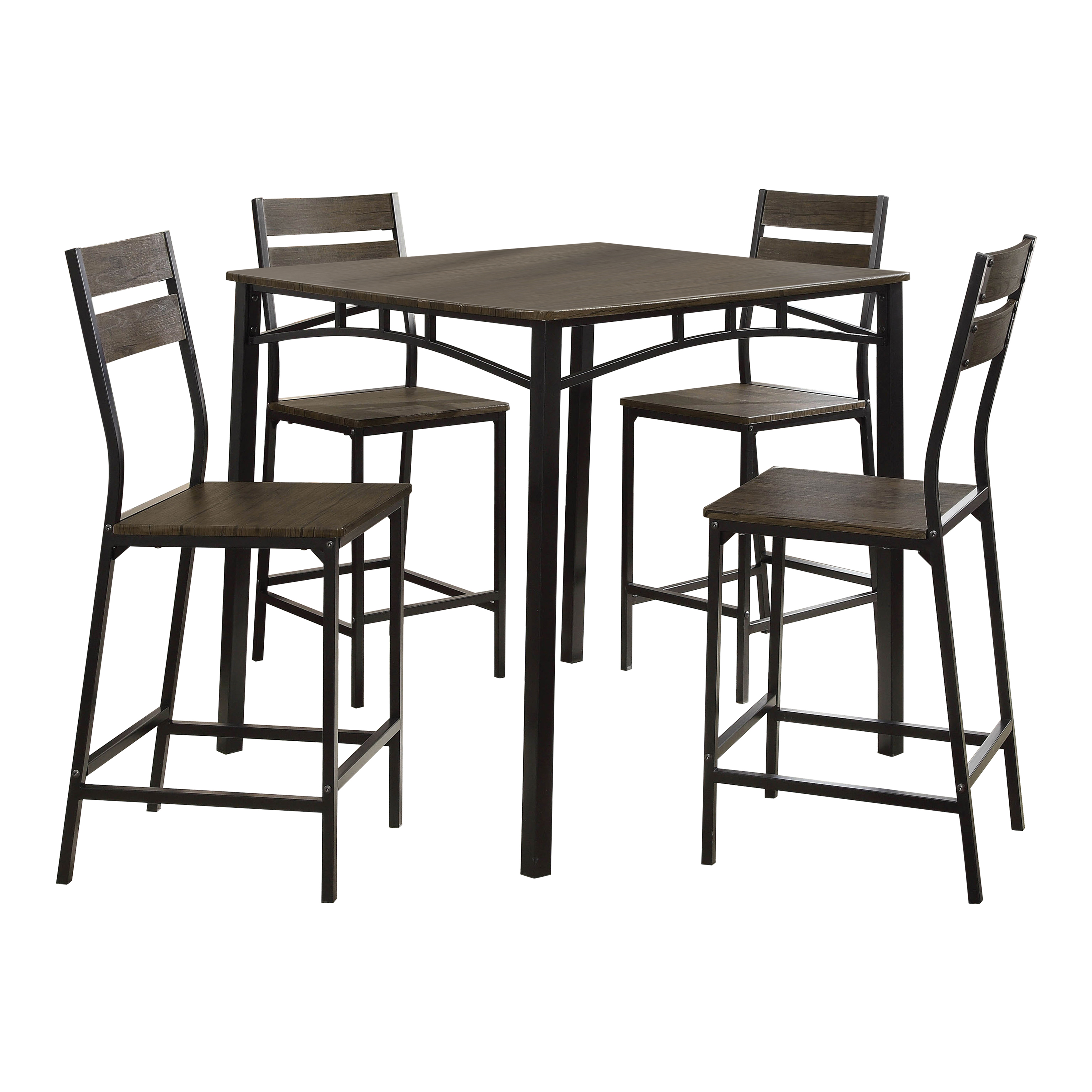 This Furniture of America Trujillo 5-Piece Rustic Farmhouse Counter Height Table Set, Black