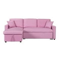 thumbnail image 4 of Lilola Home Paisley Linen Fabric Reversible Sleeper Sectional Sofa with Storage Chaise-Color:Pink, 4 of 7