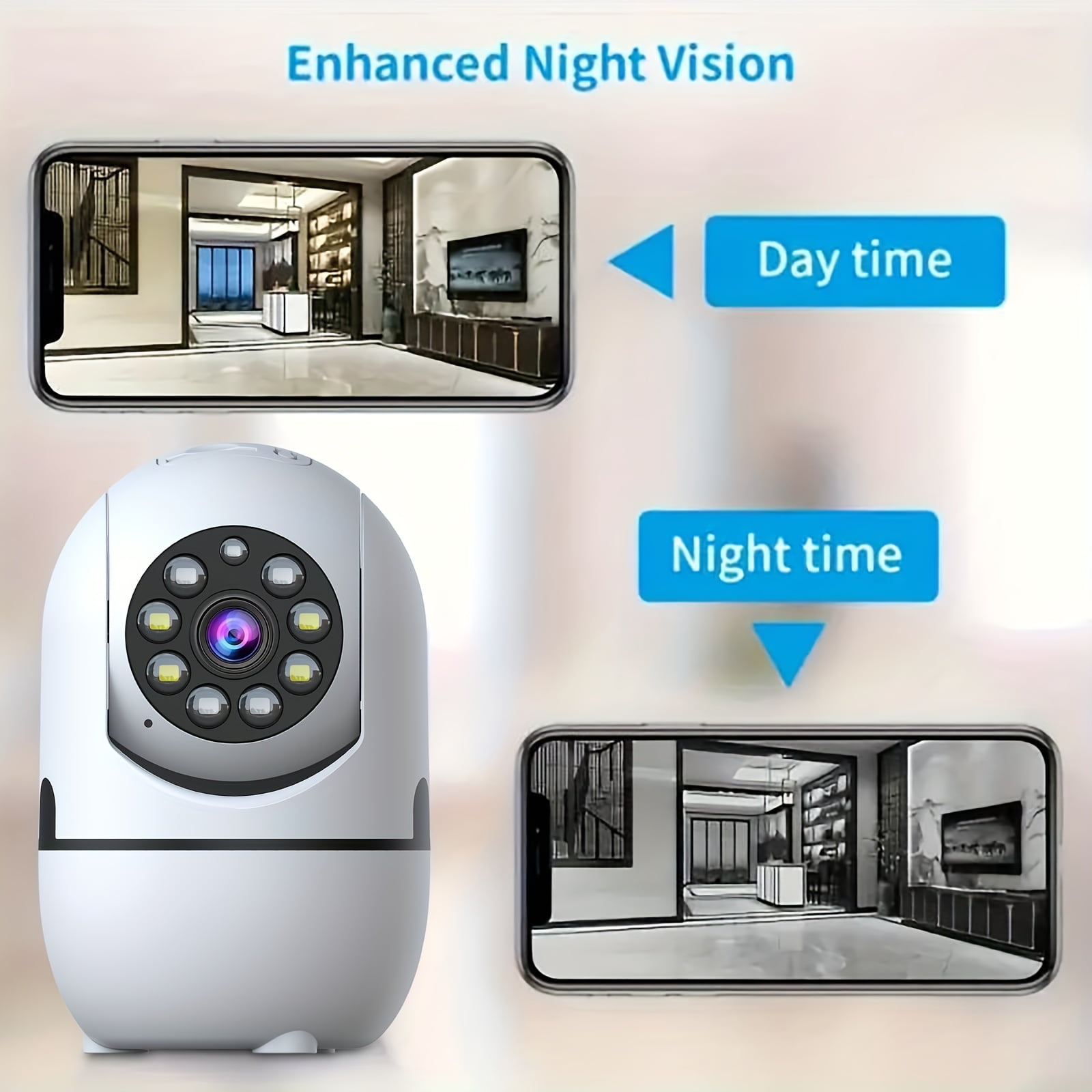 3pcs Indoor Camera For Home Security, Wireless W/355° Pan & Tilt, Full-Color Night Vision, Baby/Pet Monitor, Motion Detection, 2-Way Talk, 2, 4G WiFi, Cloud & SD Card Storage, Alexa Ready