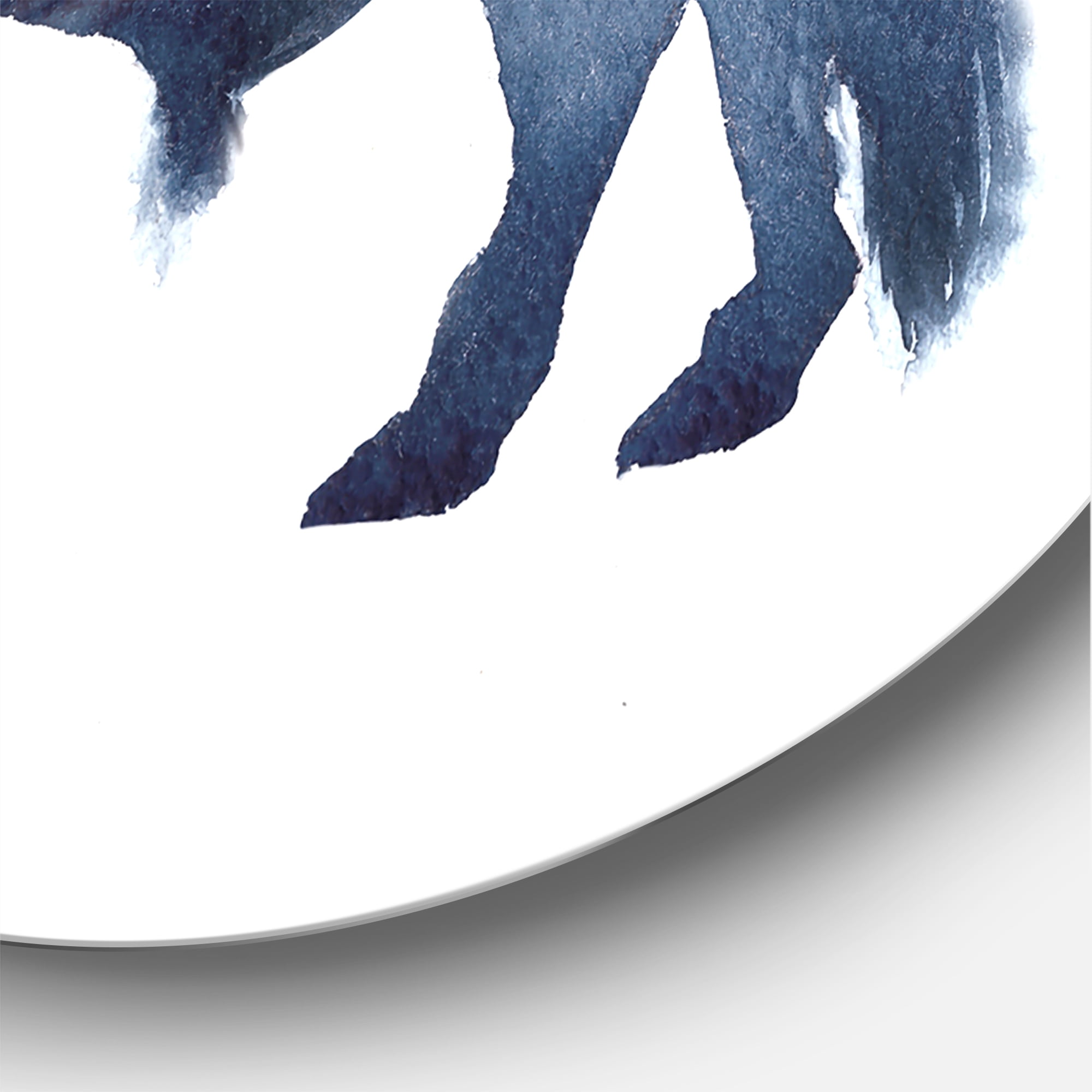 Designart 'Navy Blue Bison Silhouette On White' Farmhouse Circle Metal Wall Art 36x36 - Disc of 36