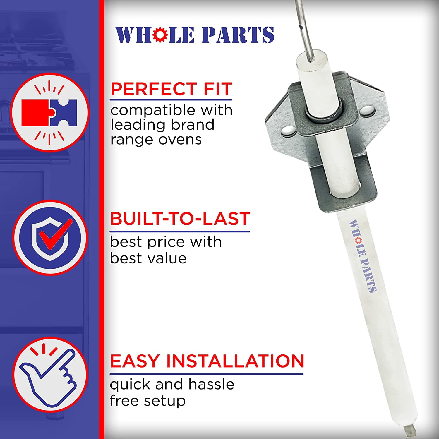 Whole Parts Ignitor/Broil Ignition Electrode Part# PB040171 - Replacement and Compatible with Some Viking Ranges or Ovens