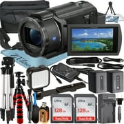 Sony FDR-AX43 4K Ultra HD Handycam Camcorder with 2 Pack 128GB SanDisk Memory Card + Case + Tripod + ZeeTech Accessory Bundle