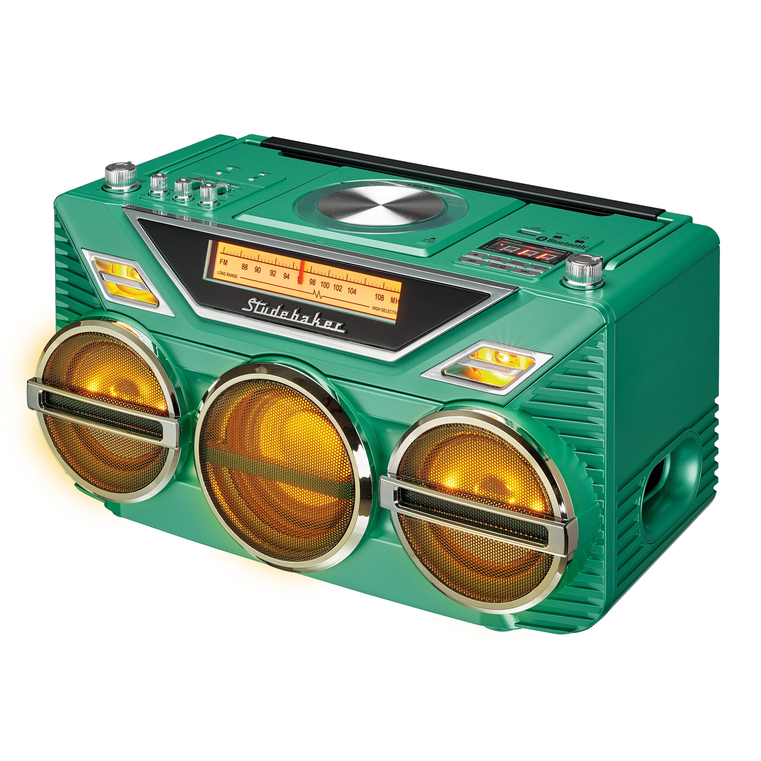 Studebaker SB2165TE Avanti Bluetooth Boombox CD/AM-FM Radio/15W Subwoofer (Teal)  [SPEAKERS]