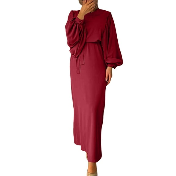 2 PCS Women's Muslim Abaya Set, Dubai Style Prayer Dress, Long Cardigan & Maxi, Polyester Blend, Elastic, Suitable for Various Occasions, Sizes S XXL