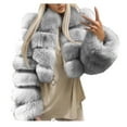thumbnail image 1 of Puntoco - Abrigo de imitación para mujer, talla grande, cálido, peludo, chaqueta corta de manga larga Puntoco Puntoco-1, 1 of 3