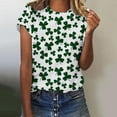 thumbnail image 2 of Pxiakgy Vente Chaude! T-Shirt Trèfle de la Saint-Patrick pour Femmes Chanceux Irlandais Manches Courtes T-Shirt Graphique Trèfle Imprimé Manches Courtes Col Rond Vert Armée 3TG, 2 of 5