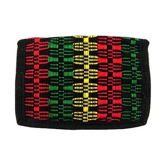 Rasta Woven Striped Slim Soft Trifold Wallet Coin Purse with Card Slots - Womens Unisex Fashion Handmade Bags Boho Travel Accessories