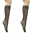 thumbnail image 6 of Baikeli Women's Lace Knee High Stockings Casual Black Sheer Sock Cute Jacquard Lace Calf Socks Girls Stretchy Breathable Hollow Black Knee High Sock Flower Fishnet Sheer Sock Black Free Size, 6 of 6