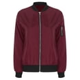 thumbnail image 6 of iiniim Women Bomber Jacket Full Zip Jacket Varsity Jacket Baseball Uniform Casual Outerwear Burgundy S, 6 of 7