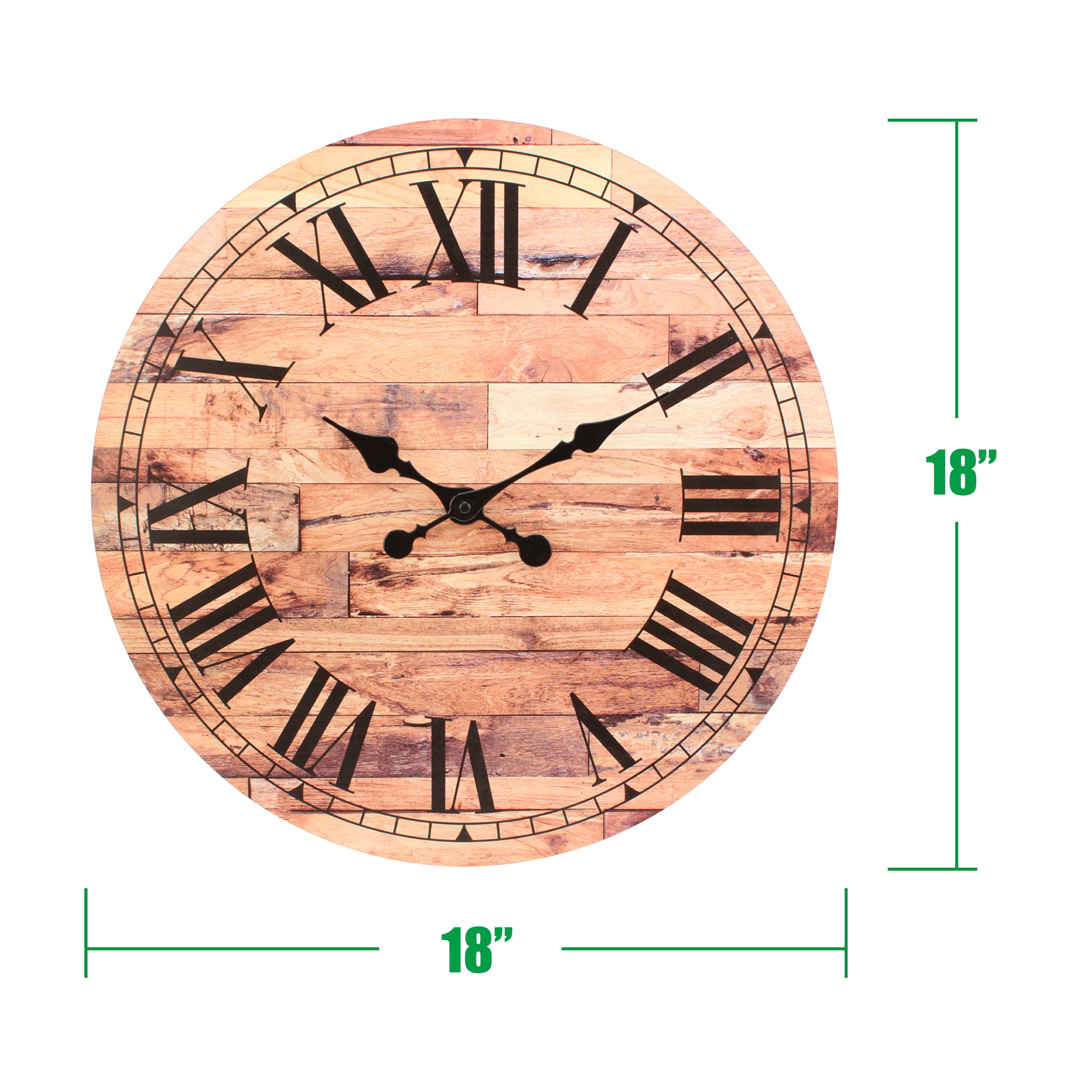 Stonebriar 18" Brown Analog Round Vintage Battery Operated Wall Clock